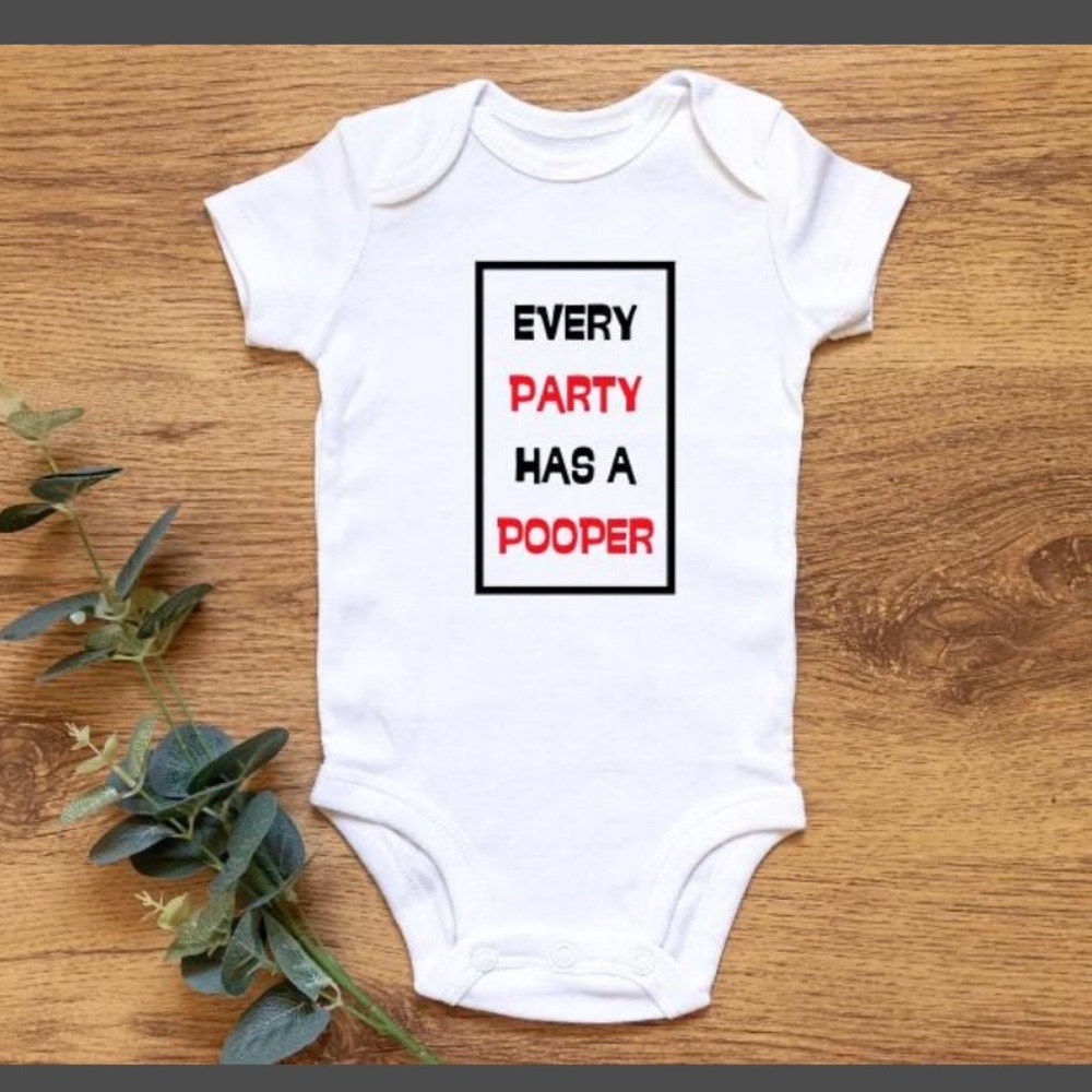 White Baby Onesie with Funny Print